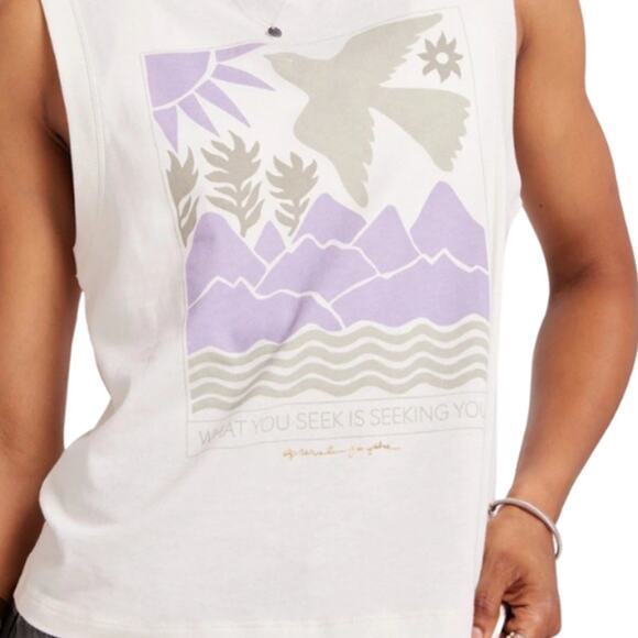 Spiritual Gangster Graphic Muscle Tank Cream Women Size XL Sleeveless Top - Picture 2 of 12